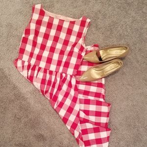 Red and white buffalo Check retro styled dress